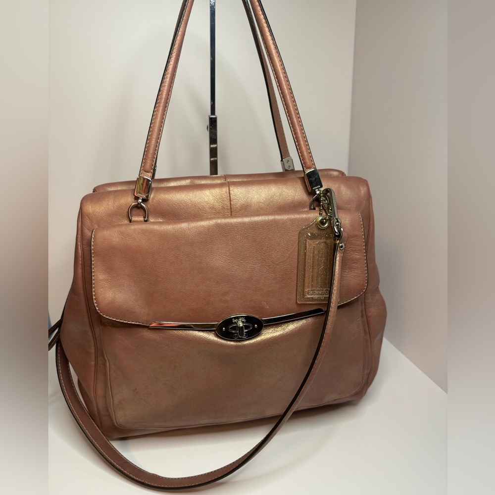 Coach Madison Metallic North South Leather Two-Way Bag